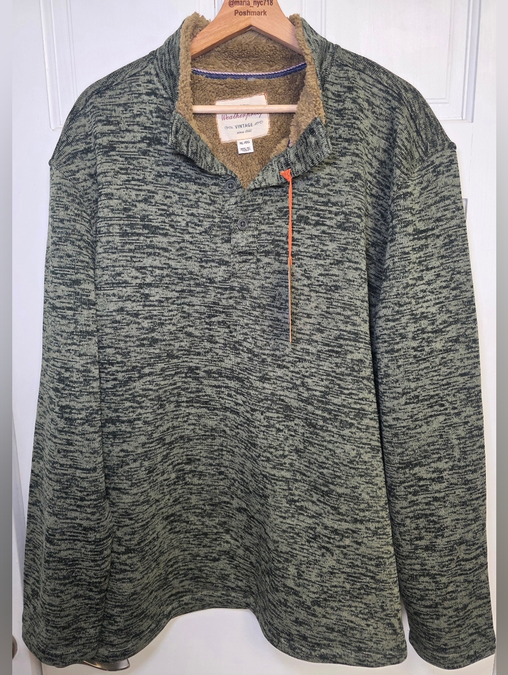 Weatherproof Vintage Sherpa Lined Pullover Green Mountain View- Mens Size XL NWT